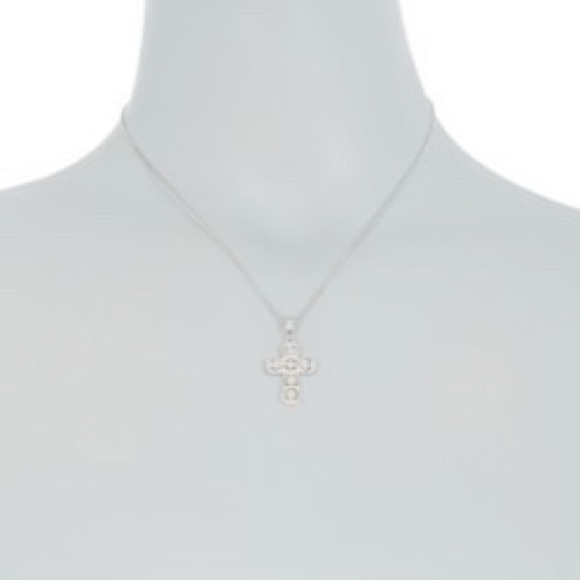 Savvy Cie Silver Filigree & Diamond Cross Necklace - Picture 7 of 7